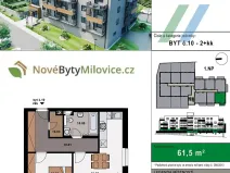 Prodej bytu 2+kk, Milovice, 57 m2