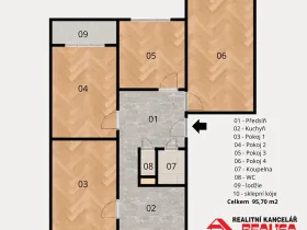 Prodej bytu 4+1, Ostrov, Lidická, 89 m2