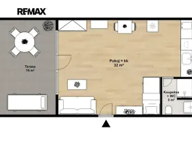 Pronájem bytu 1+kk, Praha - Újezd nad Lesy, Borovská, 35 m2