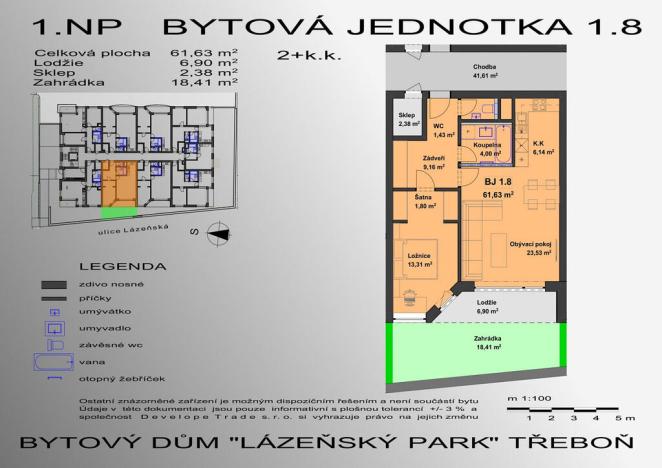 Prodej bytu 2+kk, Třeboň - Třeboň II, Lázeňská, 64 m2