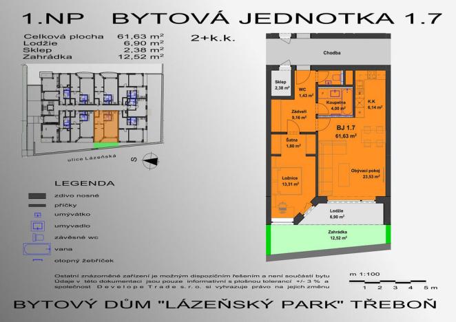 Prodej bytu 2+kk, Třeboň - Třeboň II, Lázeňská, 64 m2