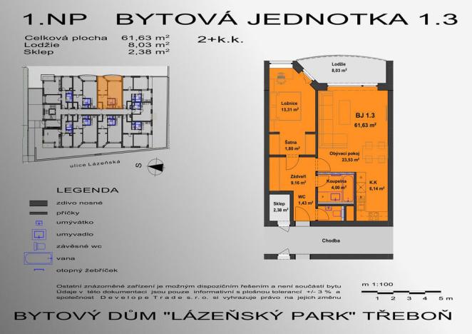 Prodej bytu 2+kk, Třeboň - Třeboň II, Lázeňská, 64 m2