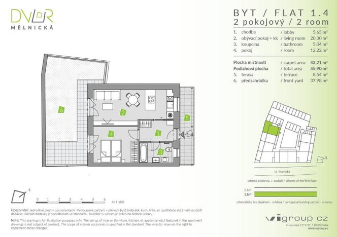 Prodej bytu 2+kk, Brandýs nad Labem-Stará Boleslav - Stará Boleslav, Mělnická, 43 m2