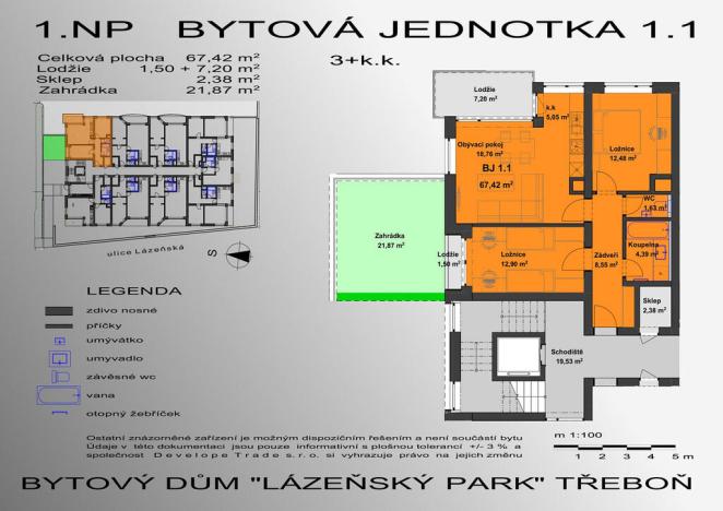 Prodej bytu 3+kk, Třeboň - Třeboň II, Lázeňská, 70 m2