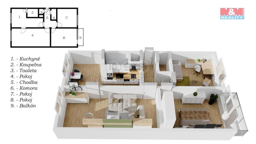 Prodej bytu 3+1, Teplice, Antala Staška, 79 m2