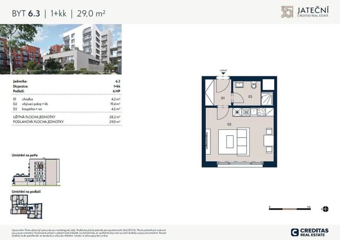 Prodej bytu 1+kk, Praha - Holešovice, Jateční, 29 m2