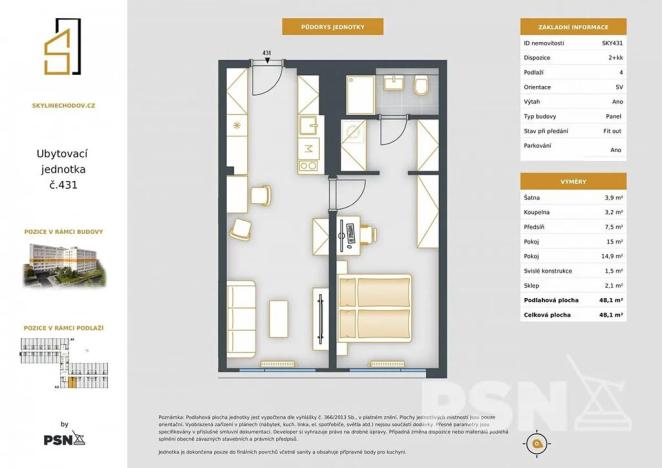 Prodej bytu 2+kk, Praha - Chodov, Čenětická, 48 m2