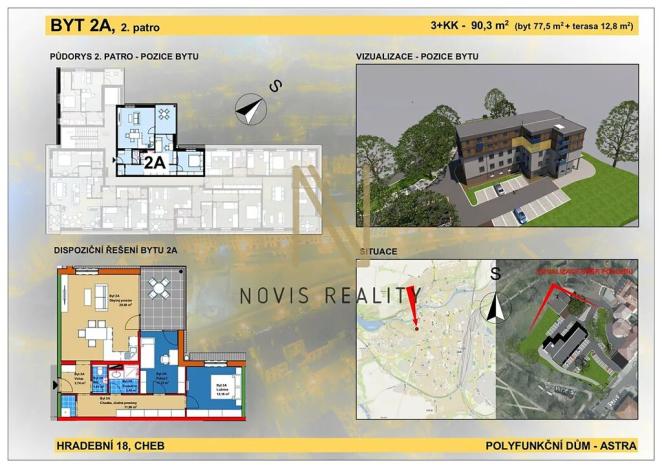 Prodej bytu 3+kk, Cheb, Hradební, 77 m2