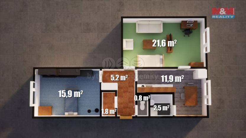 Prodej bytu 2+1, Dobkovice, 59 m2