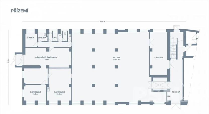 Pronájem skladu, Brno, Komárovské nábřeží, 1451 m2