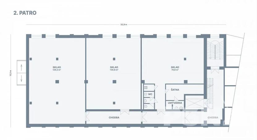 Pronájem skladu, Brno, Komárovské nábřeží, 1451 m2