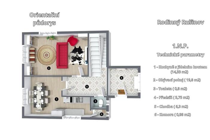Prodej rodinného domu, Rušinov, 87 m2