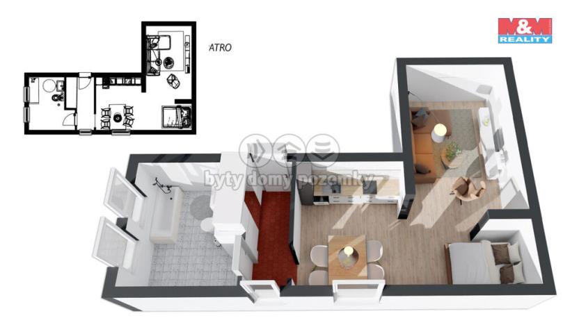 Pronájem bytu 1+kk, Kostelec nad Orlicí, Mánesova, 38 m2