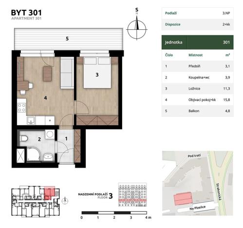 Prodej bytu 2+kk, Praha - Smíchov, Na Plzeňce, 44 m2