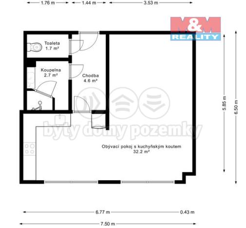 Pronájem bytu 1+kk, Praha - Prosek, Kytlická, 41 m2