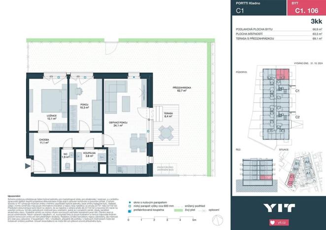 Prodej bytu 3+kk, Kladno, Ke stadionu, 67 m2