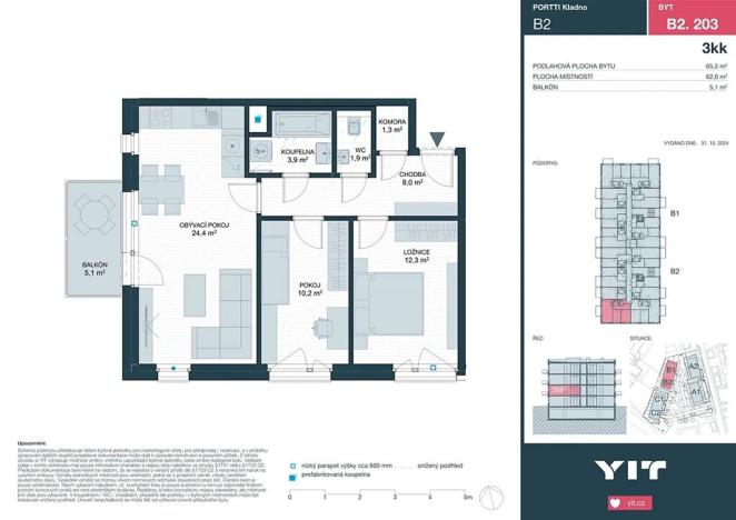 Prodej bytu 3+kk, Kladno, Ke stadionu, 61 m2