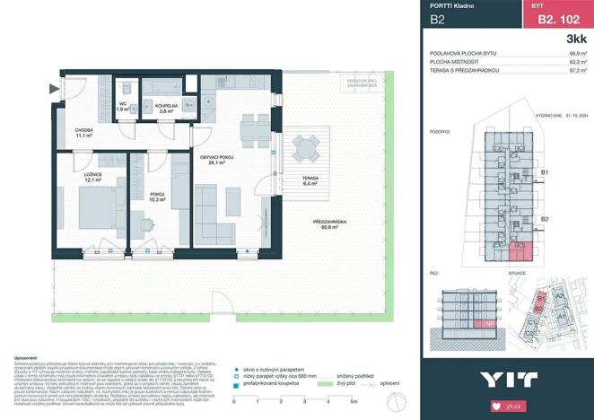 Prodej bytu 3+kk, Kladno, Ke stadionu, 67 m2