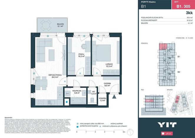 Prodej bytu 3+kk, Kladno, Ke stadionu, 61 m2