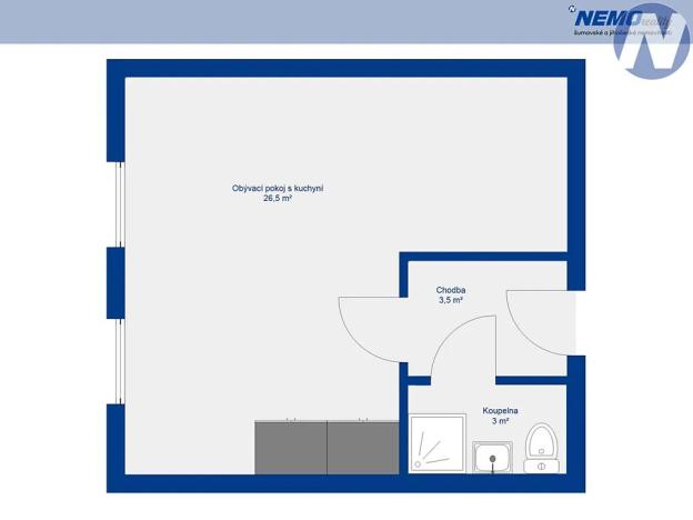 Pronájem bytu 1+kk, Husinec, Komenského, 35 m2