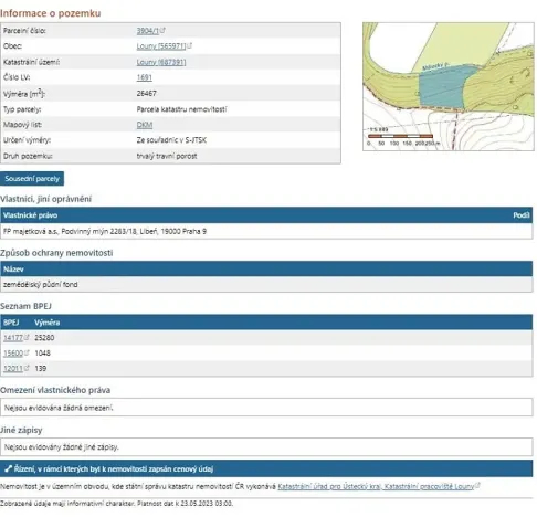Prodej louky, Louny, 26467 m2