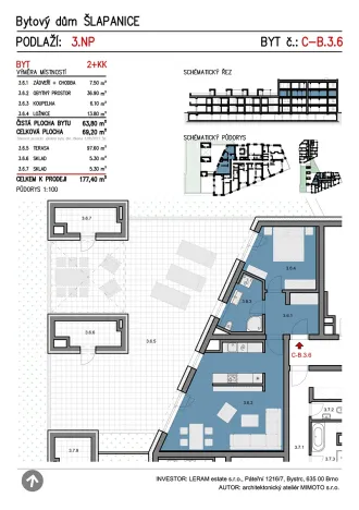 Prodej bytu 2+kk, Šlapanice, 177 m2