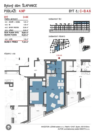Prodej bytu 2+kk, Šlapanice, 71 m2
