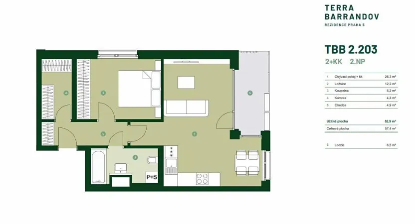Prodej bytu 2+kk, Praha - Hlubočepy, Silurská, 57 m2