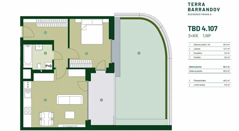Prodej bytu 2+kk, Praha - Hlubočepy, Silurská, 56 m2