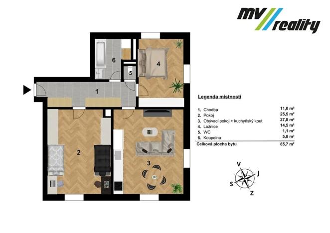 Prodej bytu 3+kk, Mcely, 85 m2