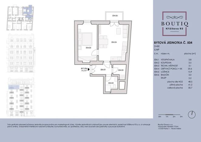 Prodej bytu 2+kk, Praha - Karlín, Křižíkova, 45 m2