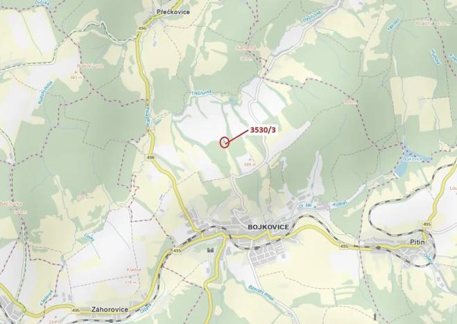Dražba pozemku, Bojkovice, 537 m2