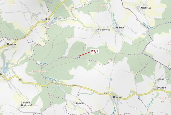 Dražba lesa, Psárov, 2941 m2