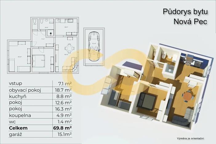 Prodej bytu 3+kk, Nová Pec, 85 m2