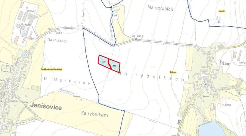 Prodej pole, Jenišovice, 1656 m2