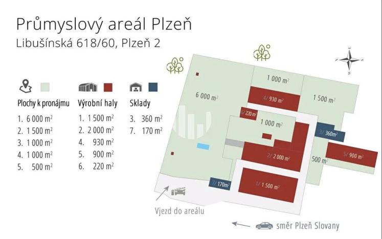 Pronájem skladu, Plzeň, Libušínská, 4000 m2