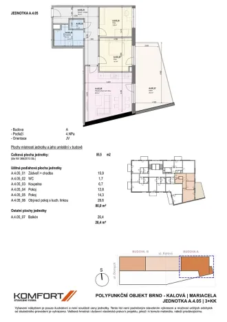 Prodej bytu 3+kk, Brno, Kalová, 86 m2