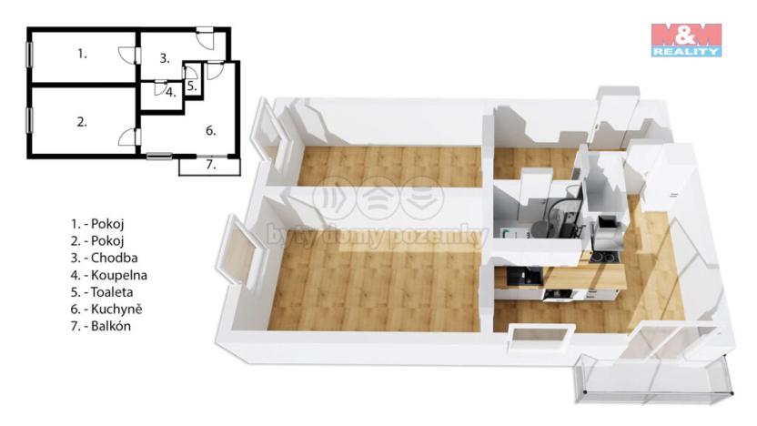 Prodej bytu 2+1, Přelouč, B. Němcové, 50 m2