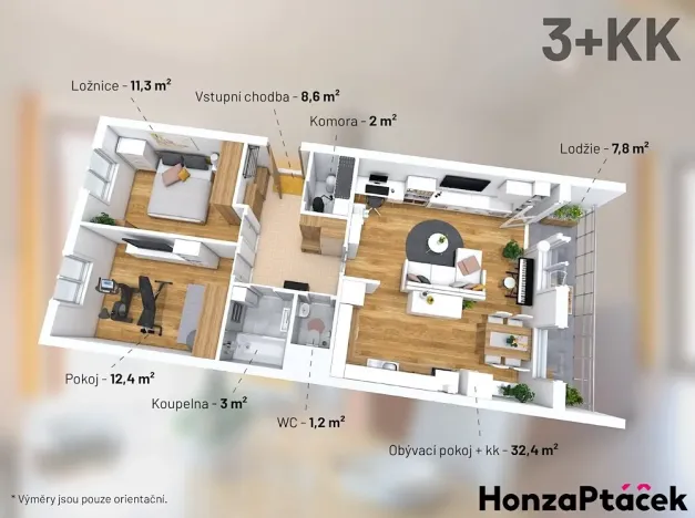 Prodej bytu 3+1, Praha - Horní Počernice, Třebešovská, 77 m2