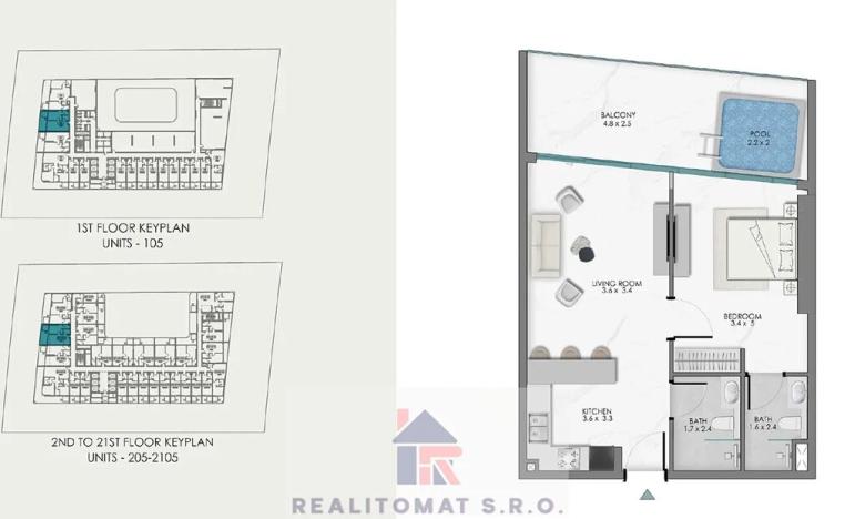 Prodej bytu 1+kk, Dubaj, Spojené arabské emiráty, 40 m2