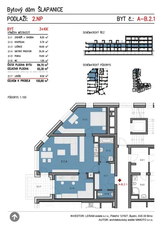 Prodej bytu 3+kk, Šlapanice, 101 m2
