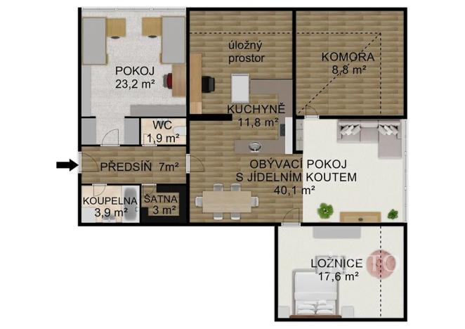 Prodej bytu 3+kk, Písek, Čechova, 117 m2