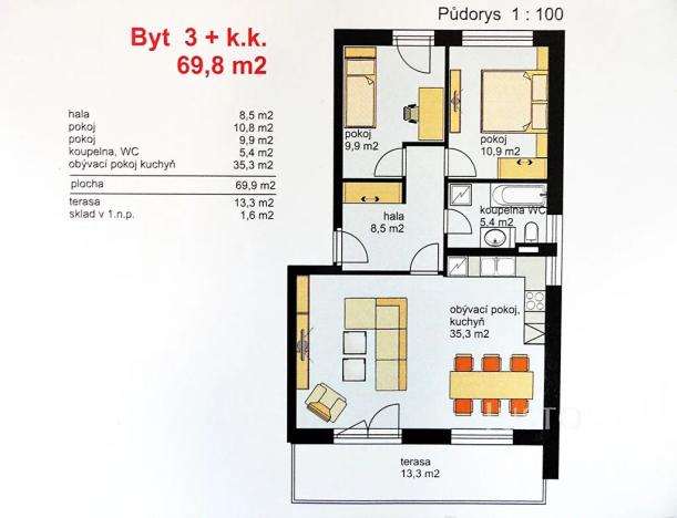 Prodej bytu 3+kk, Písek, Karla Boromejského, 70 m2