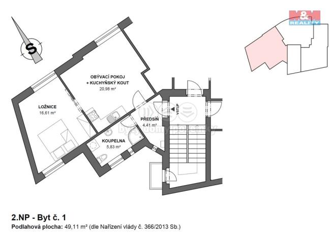 Pronájem bytu 2+kk, Česká Třebová, Riegrova, 49 m2