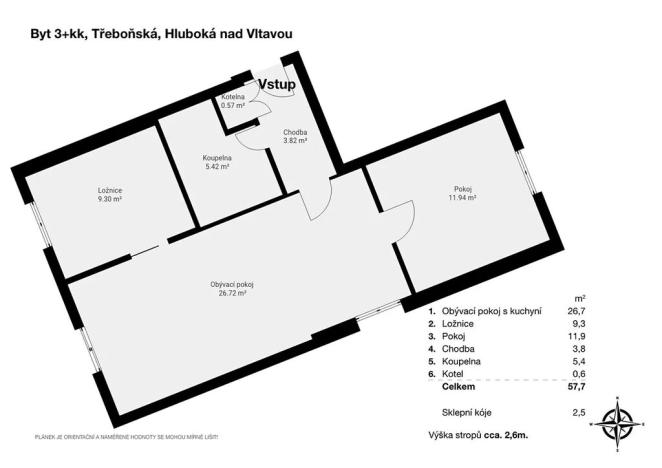 Prodej bytu 3+kk, Hluboká nad Vltavou, Třeboňská, 57 m2