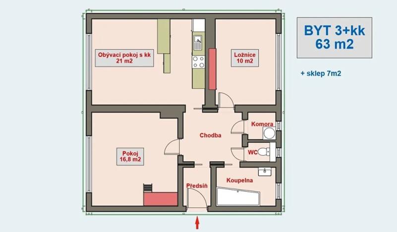 Prodej bytu 3+kk, Hradec Králové, Bozděchova, 63 m2