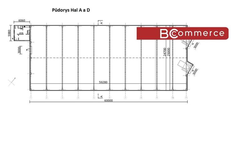 Pronájem skladu, Holubice, 1481 m2
