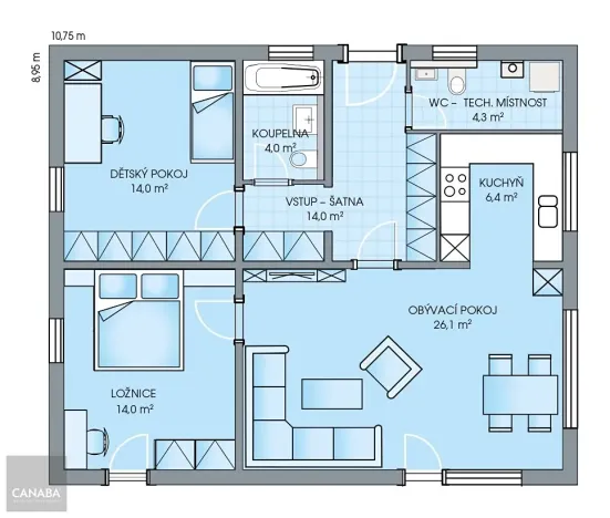 Prodej domu na klíč, Pardubice, 78 m2