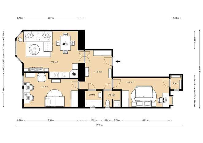 Pronájem bytu 3+kk, Praha - Karlín, Na střelnici, 83 m2