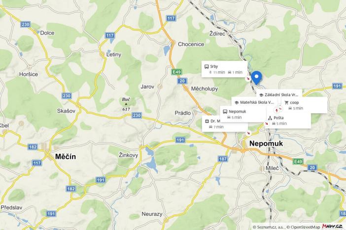 Prodej pozemku, Srby, 823 m2